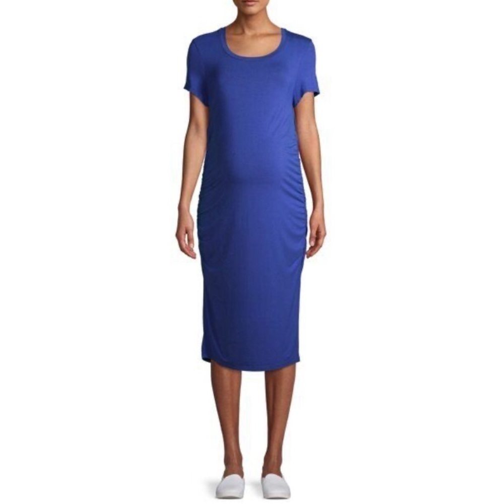 Maternity Time and Tru Daytime Short Sleeve Pullover Midi Dress  L